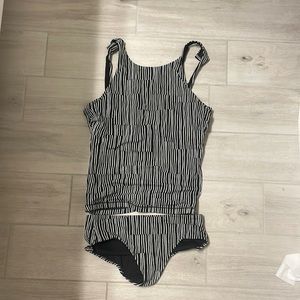black and white striped swimsuit